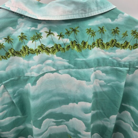Vintage RJC Hawaiian Aloha Shirt Woody Cars Palms 100% Cotton Button Down 2xl - Picture 11 of 16